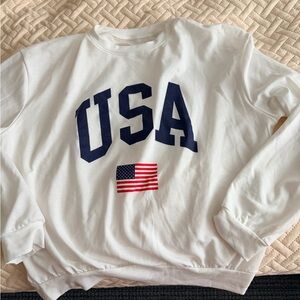 White USA Sweatshirt with Flag